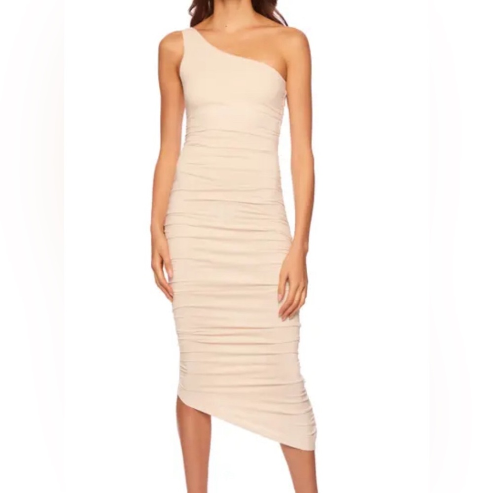 Susana Monaco One-Shoulder Cream Midi Dress